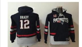 Youth New England Patriots #12 Tom Brady NEW Navy Blue Pocket Stitched NFL Pullover Hoodie