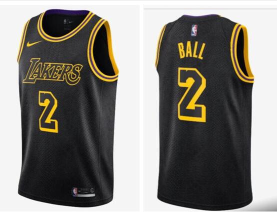 Men 2018 Nike Draft Los Angeles Lakers #2 Lonzo Ball Black Stitched NBA Jerseys