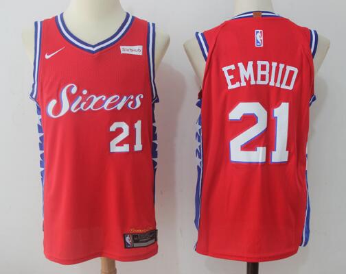 Philadelphia 76ers #21 Joel Embiid Basketball Jersey Red