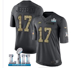 Men's Nike Eagles #17 Alshon Jeffery Black Super Bowl LII Stitched NFL Limited 2016 Salute To Service Jersey