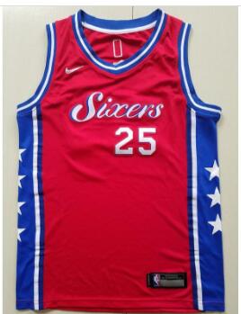 Men's Philadelphia 76ers #25 Ben Simmons Cream Nike Swingman Red NBA Jersey