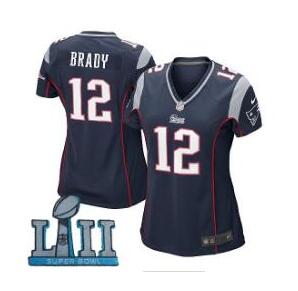 Women Nike New England Patriots #12 Tom Brady Navy 2018 Super Bowl LII Game Jersey