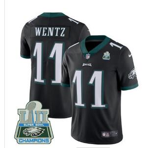 Nike Eagles #11 Carson Wentz Black Alternate Super Bowl LII Champions Men's Stitched NFL Vapor Untouchable Limited Jersey