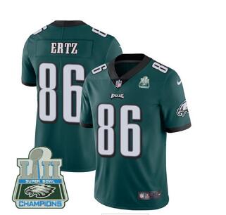 Nike Eagles #86 Zach Ertz Midnight Green Team Color Super Bowl LII Champions Men's Stitched NFL Vapor Untouchable Limited Jersey