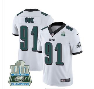 Nike Eagles #91 Fletcher Cox White Super Bowl LII Champions Men's Stitched NFL Vapor Untouchable Limited Jersey