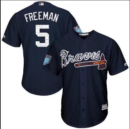 Atlanta Braves 5 Freddie Freeman Blue men baseball mlb Jerseys