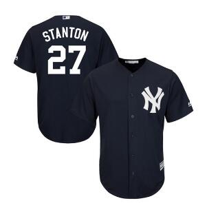 Men's New York Yankees #27 Giancarlo Stanton Navy Blue New Cool Base Stitched MLB Jersey