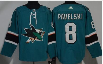 Adidas Sharks #8 Joe Pavelski Teal Home Authentic Stitched NHL Jersey