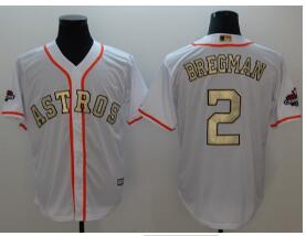 Houston Astros #2 Alex Bregman White 2017 World Series Champions Gold Program Cool Base Stitched Baseball Men Jersey