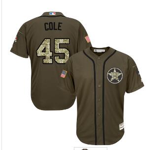 Houston Astros #45 Gerrit Cole Green Salute to Service Stitched MLB Jersey