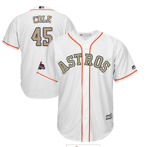 Houston Astros #45 Gerrit Cole White 2018 Gold Program Cool Base Stitched MLB Jersey