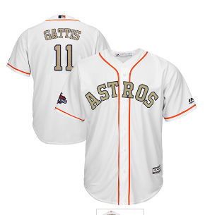 Houston Astros #11 Evan Gattis White 2018 Gold Program Cool Base Stitched MLB Jersey