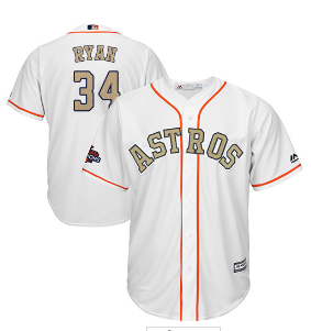 Houston Astros #34 Nolan Ryan White 2018 Gold Program Cool Base Stitched MLB Jersey