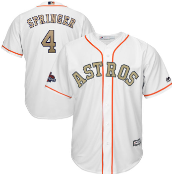 Men's Houston Astros #4 George Springer White 2018  Stitched MLB Jersey