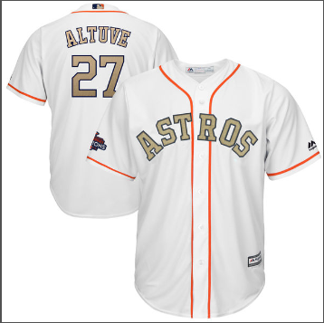 Men's Houston Astros #27 Jose Altuve White Baseball Jersey