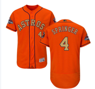 Men's Houston Astros #4 George Springer Orange 2018 Gold Program Flexbase Stitched MLB Jersey