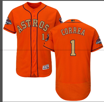 Men's Houston Astros #1 Carlos Correa Orange 2018 Gold Program  jersey