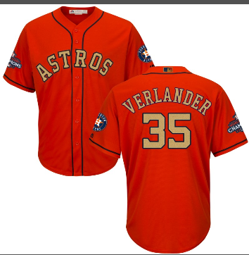 Men's Houston Astros #35 Justin Verlander Orange 2018 Gold Program JERSEY