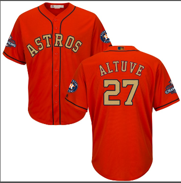 Men's Houston Astros #27 Jose Altuve Orange 2018 Gold Program Baseball Jersey