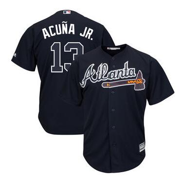 Men's Atlanta Braves Ronald Acuña Jr. Majestic Navy Alternate Official Cool Base Player Jersey