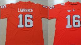 Men Clemson Tigers 16 Trevor Lawrence NCAAA Collage Football Jersey Orange