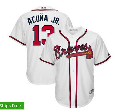 Men's Atlanta Braves Ronald Acuña Jr. Majestic White Official Cool Base Player Jersey