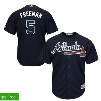 Men's Atlanta Braves Freddie Freeman Majestic Navy Alternate Cool Base Player Jersey