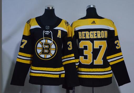 Women Youth/Kids Adidas Bruins #37 Patrice Bergeron Black  Stitched Hockey Jersey