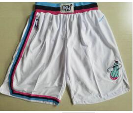 Men's Miami Heat White 2017-2018 Stitched City Edition Shorts