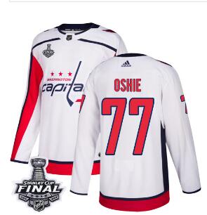 Adidas Capitals #77 T.J. Oshie White Road Authentic 2018 Stanley Cup Final Stitched NHL Jersey