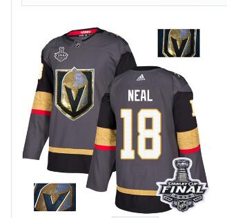 Adidas Golden Knights #18 James Neal Grey Home Authentic Fashion Gold 2018 Stanley Cup Final Stitched NHL Jersey