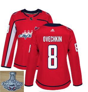 Women's Washington Capitals Alexander Ovechkin adidas Red 2018 Stanley Cup Champions Hockey Jersey