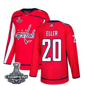 Custom Adidas Washington Capitals #20 Lars Eller Red Home Authentic Stanley Cup Final Champions Stitched NHL Jersey