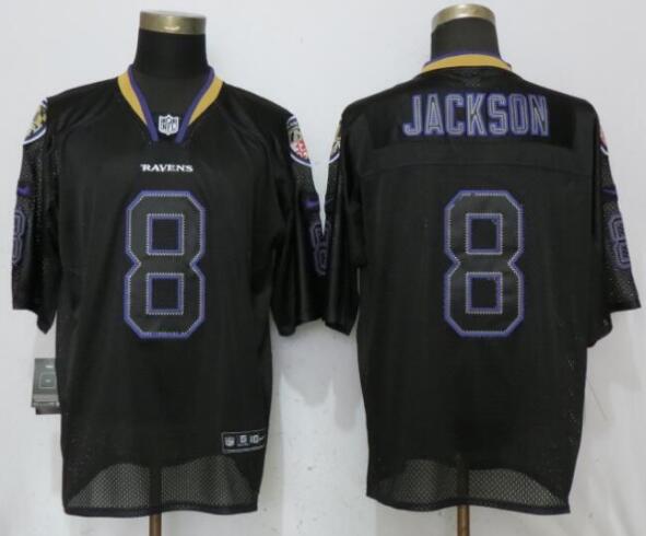 New Nike Baltimore Ravens 8 Jackson Lights Out Black Elite Jerseys