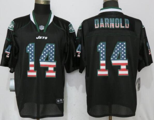 Nike New York Jets 14 Darnold USA Flag Fashion Black Elite Jerseys