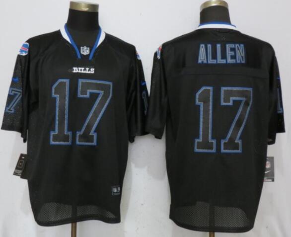 New Nike Buffalo Bills 17 Allen Lights Out Black Elite Jerseys