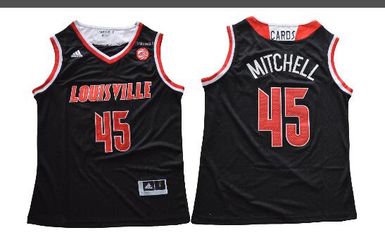 Louisville Cardinals 45 Donavan Mitchell College Basketball Jerseys Black