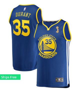 Men's Golden State Warriors Kevin Durant Fanatics Branded Royal 2018 NBA Champions Fast Break Replica Player Jersey – Icon Edition