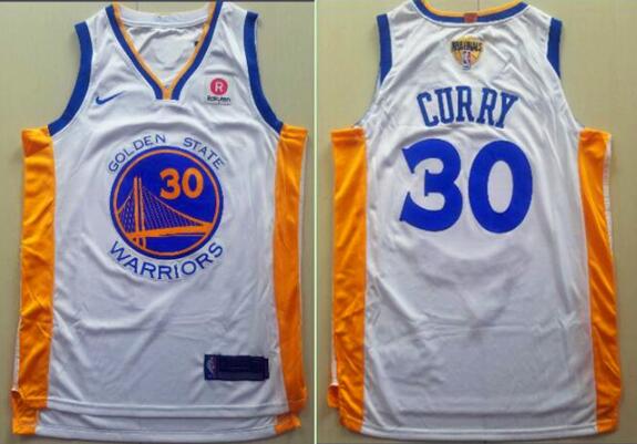 2018 Finals Patch Men's Golden State Warriors 30# Stephen Curry Nike Stitched NBA Jersey White