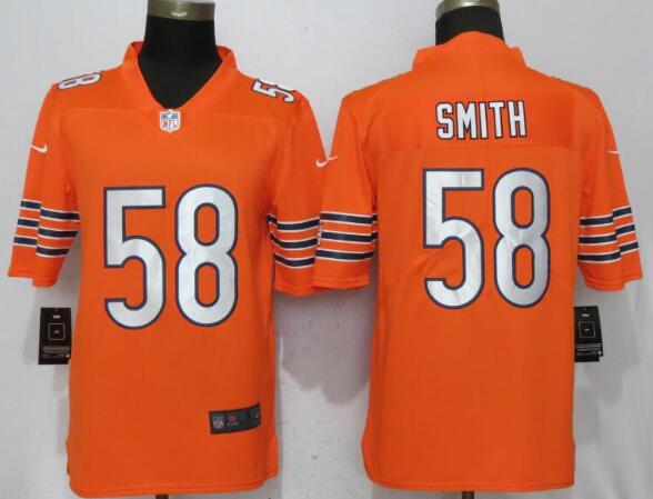 New Nike Chicago Bears 58 Smith Orange 2017 Vapor Untouchable Limited Player Men Jersey