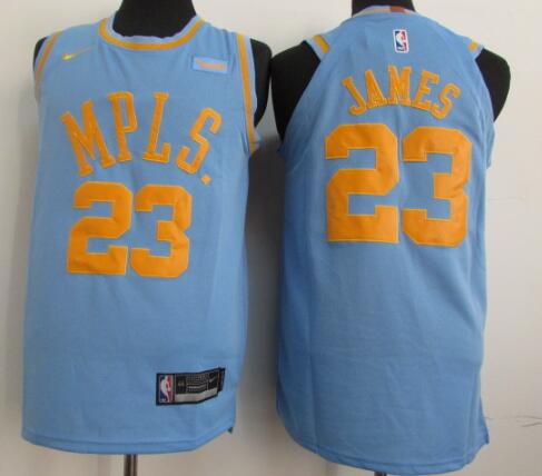 New Men Nike Mens Los Angeles Lakers 23# Lebron James Basketball Jersey Blue with Wish Logo