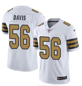 Nike New Orleans Saints #56 DeMario Davis White Men's Stitched NFL Limited Rush Jersey