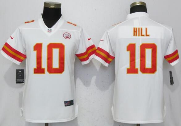 Women New Nike Kansas City Chiefs 10 Hill White 2017 Vapor Untouchable Elite Player