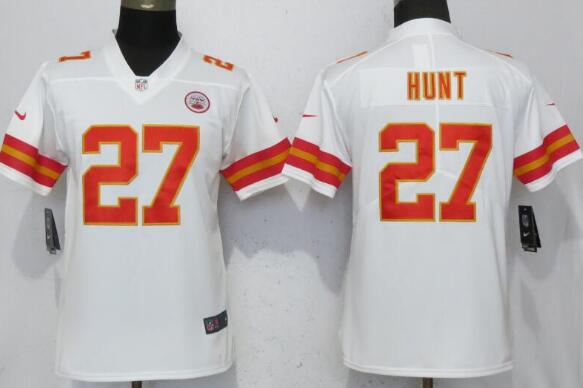 Women New Nike Kansas City Chiefs 27 Hunt White 2017 Vapor Untouchable Elite Player