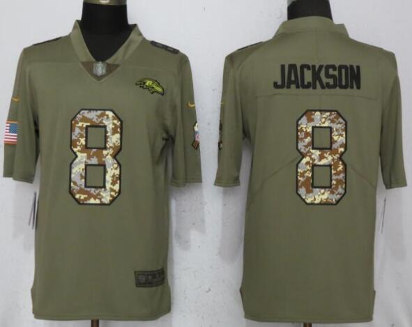 New Nike Baltimore Ravens 8 Jackson Olive/Camo Carson 2017 Salute to Service Limited Jersey