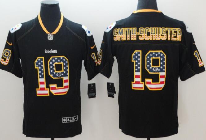 Women's Nike Steelers #19 JuJu Smith-Schuster White Stitched NFL USA Flag Limited Jersey