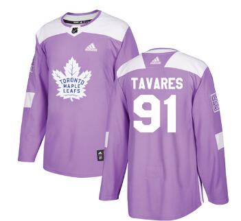 Adidas Toronto Maple Leafs #91 John Tavares Purple Authentic Fights Cancer Stitched NHL Jersey