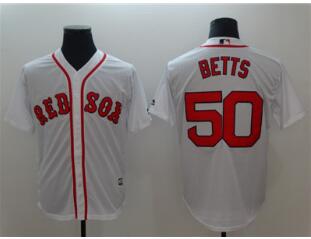 Red Sox #50 Mookie Betts White Cool Base Jersey