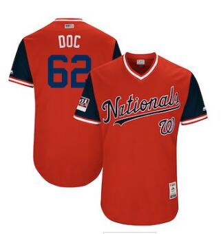 Men's Washington Nationals 62 Sean Doolittle Doc Majestic Red 2018 Players' Weekend Authentic Jersey