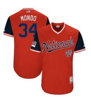 Men's Washington Nationals 34 Bryce Harper Mondo Majestic Red 2018 Players' Weekend Authentic Jersey